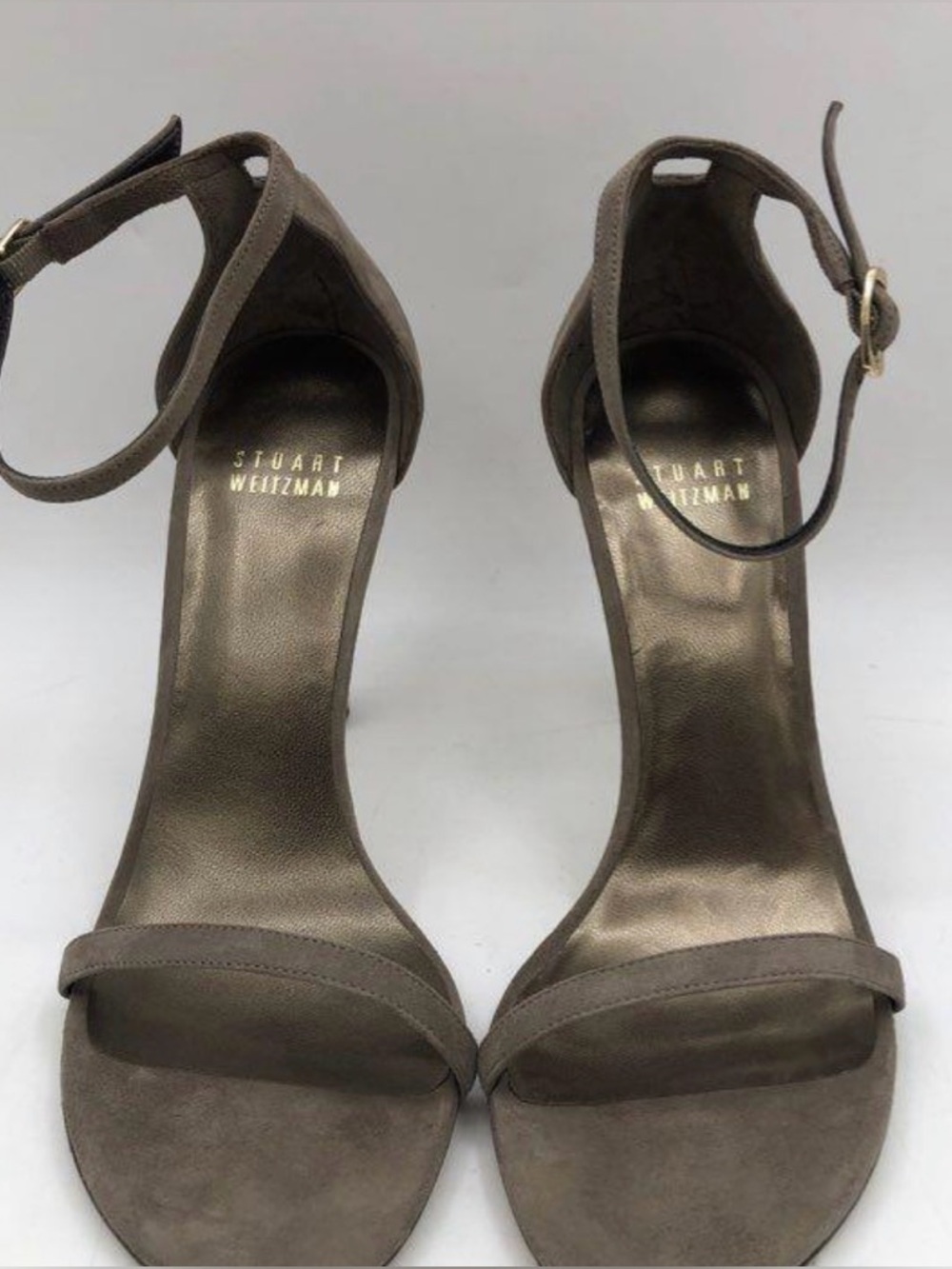 Stuart Weitzman Nudist Dress Heels/Sandals - 6.5 size, brand new grey/brown